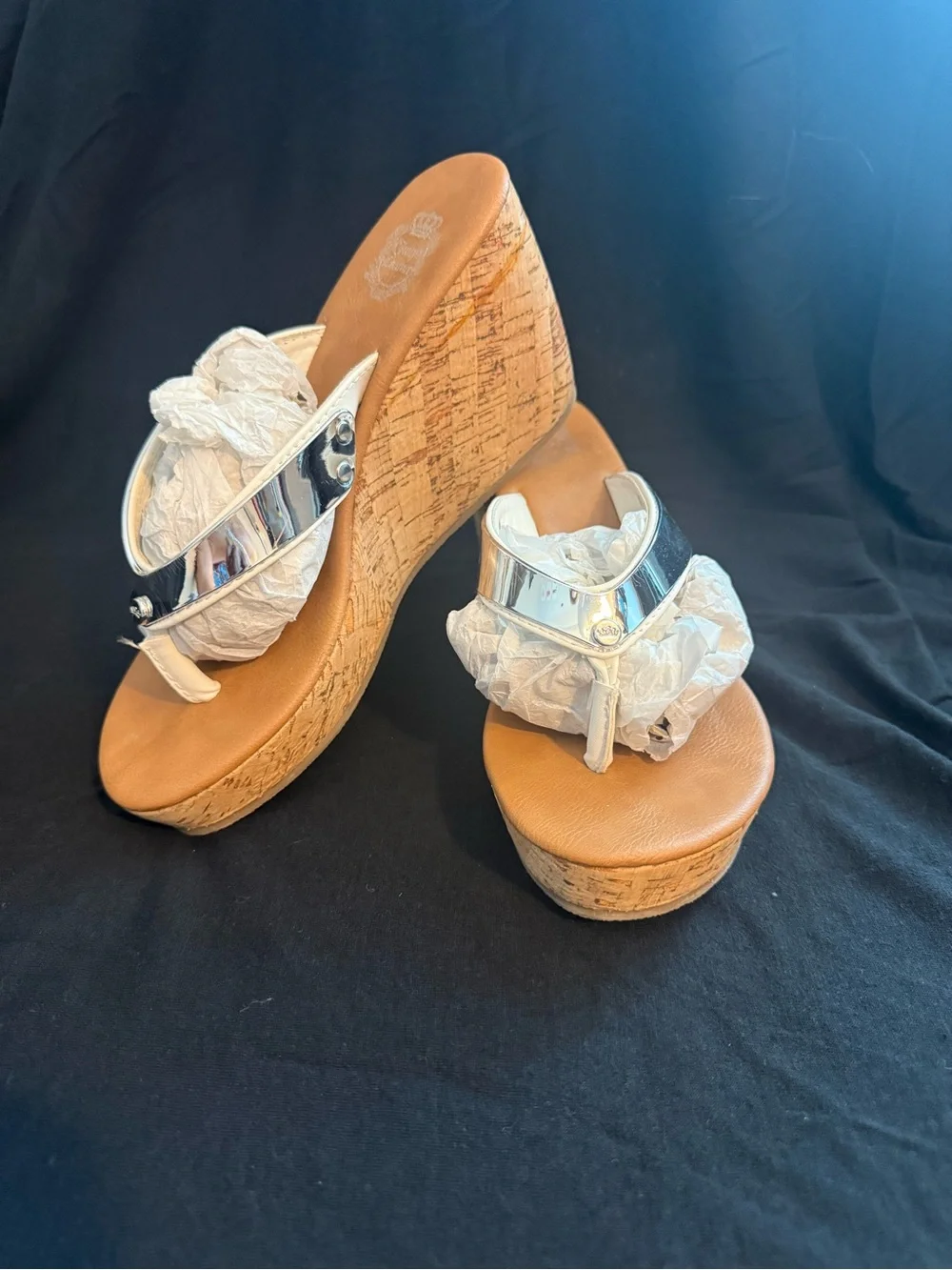 Juicy Couture White Women's Wedge Flip Flop